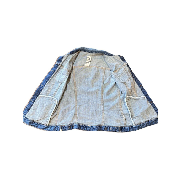 Ezra Fitch Medium Blue Distressed Denim Vest Jacket Grunge - Picture 7 of 8